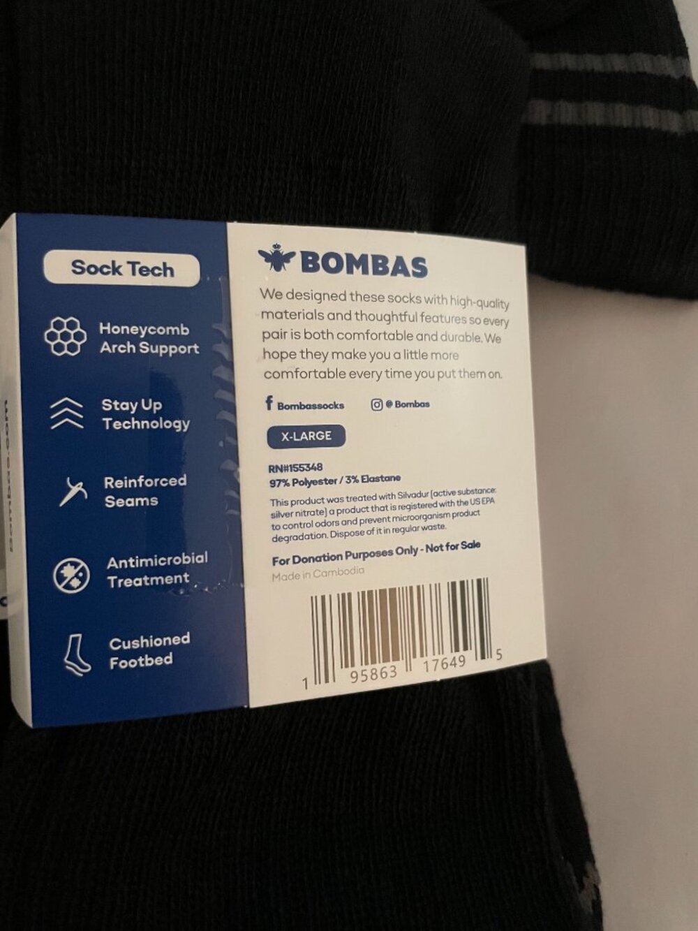 XL Bombas Half Calf Socks x 10 pairs BUNDLE Black NEW LOT UNISEX MENS ATHLETIC - Picture 7 of 8